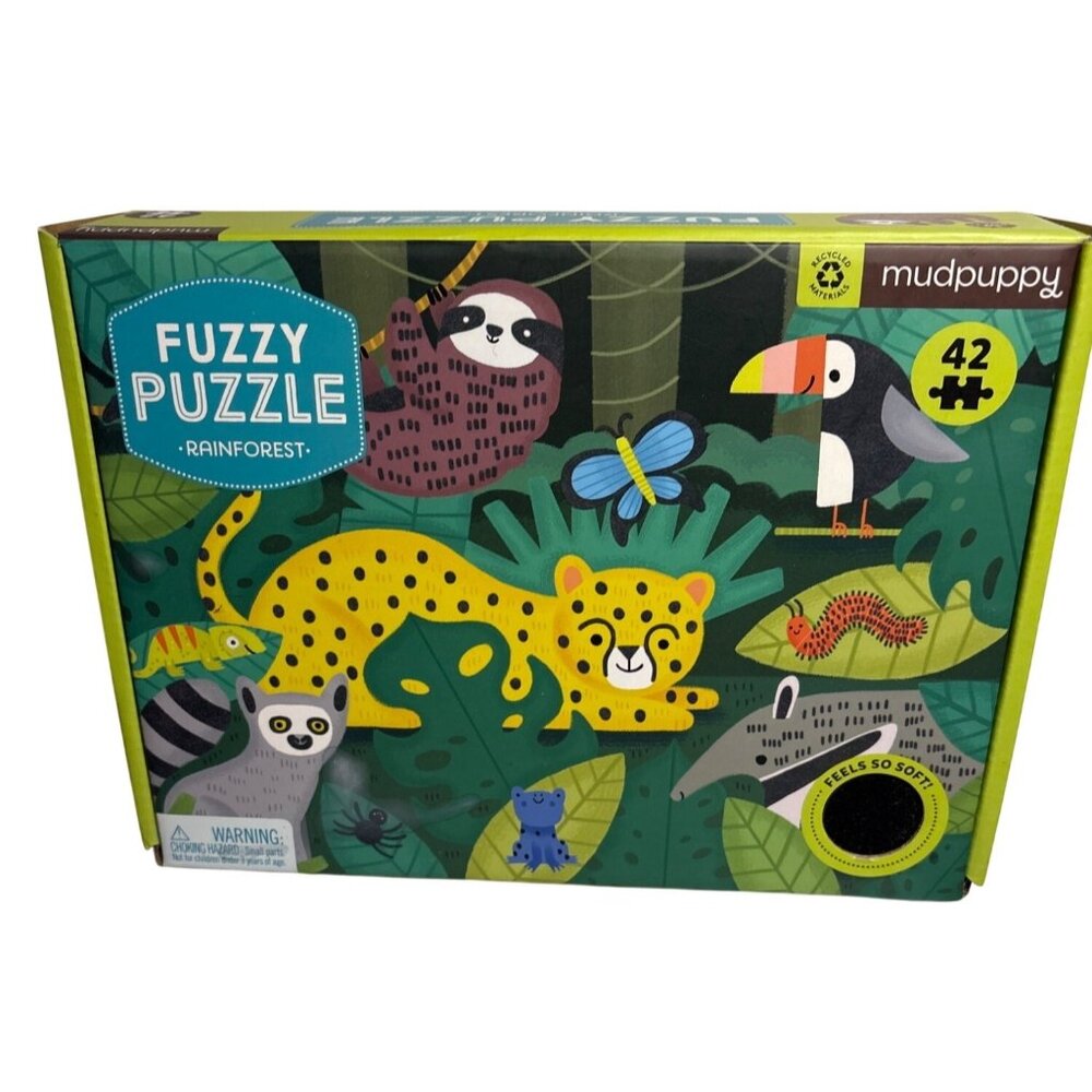 Mudpuppy Rainforest Fuzzy Puzzle 42 Chunky Pieces Eco-Friendly Educational